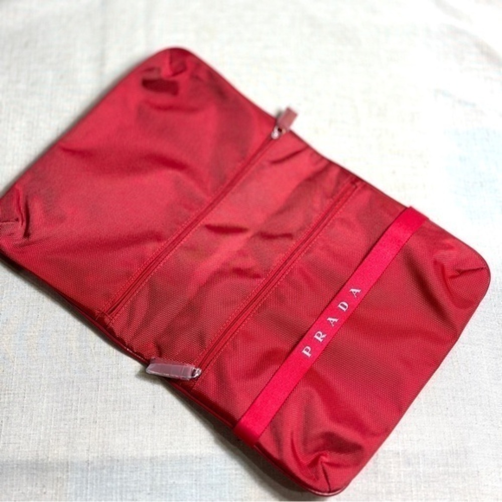 AUTHENTIC Prada red cosmetics toiletries travel or sports bag - Picture 2 of 16